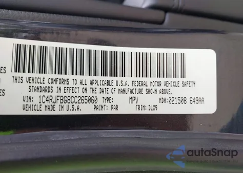 2012 Jeep Grand Cherokee Limited z USA, uszkodzony, nr VIN 1C4RJFBG8CC265060